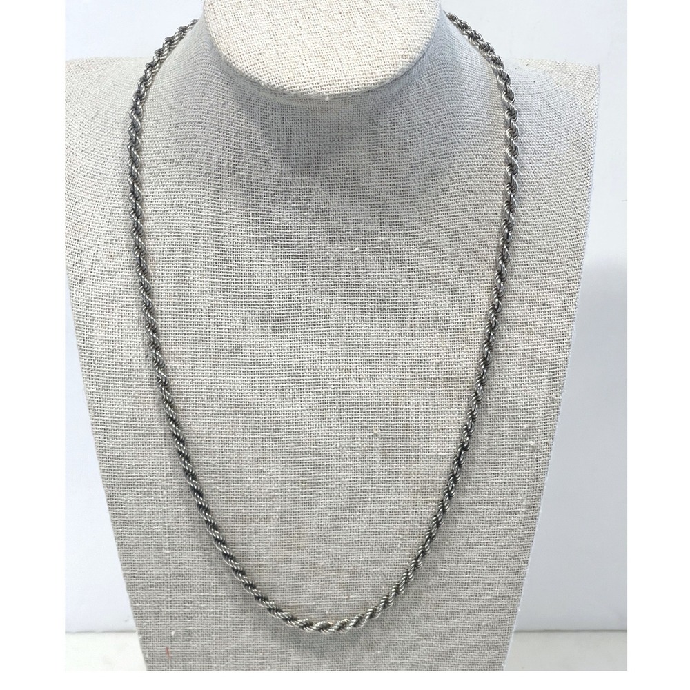 Vintage Italy 925 Sterling Silver Rope Chain Necklace 20" 3mm 12g
